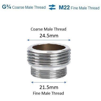 HUSKY A64-MG¾MM22 (G¾ Coarse Male Thread x  M22 Fine Male Thread Adaptor)