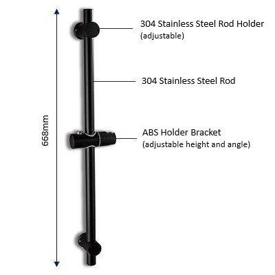 HUSKY C13-BSSSR (Black Stainless Steel Shower Rod with ABS Holder Bracket)